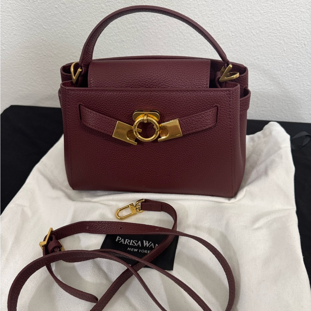 NWT Parisa Wang Burgundy Micro Top Handle Madison Bag